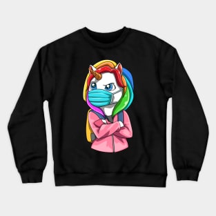 Masked School Unicorn in Quarantine Crewneck Sweatshirt